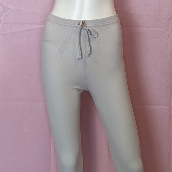Boohoo Tie Waist Ribbed Jersey Lounge Leggings in Ice Purple Gray size 4 - Picture 2 of 7